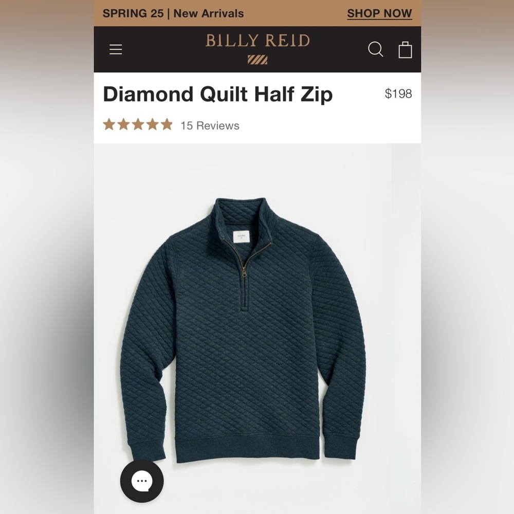 Billy Reid diamond quilt half zip